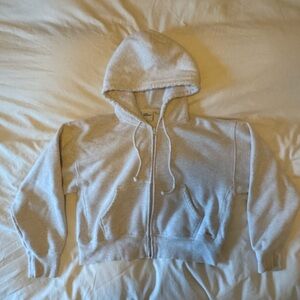 Aritzia TNA Cozy Fleece Cropped Hoodie in Light Gray